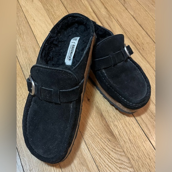 Birkenstock Buckley black shearling mules - Picture 1 of 3